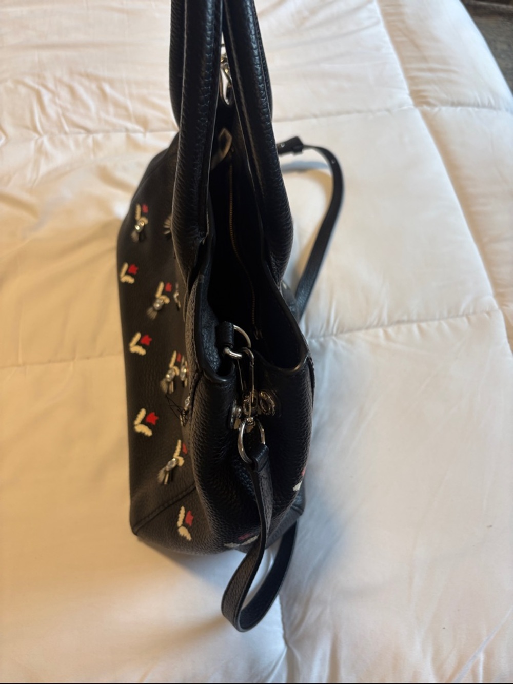 Marc Jacobs Rare Tulip Collection Black Leather Satchel Bag with Strap in EUC - Picture 11 of 12